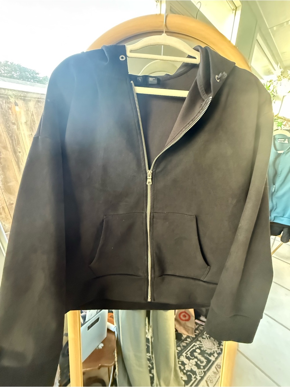 DKNY Jeans Black Zip-Up Hoodie with Front Pockets